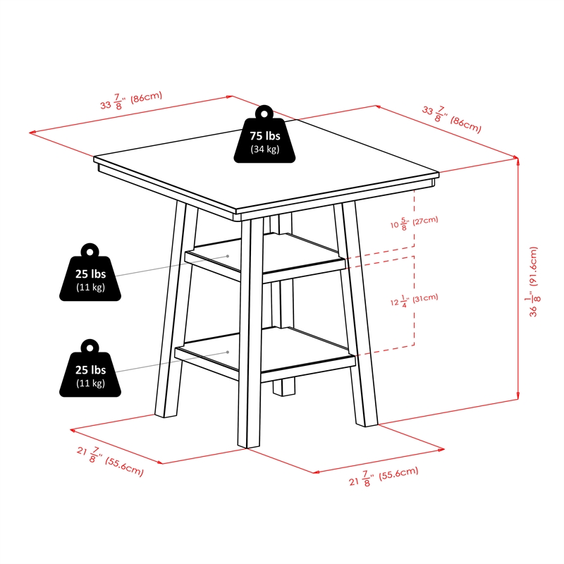 Winsome Orlando 3-Piece Square Counter Height Solid Wood Dining Set - Walnut