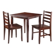 Winsome Kingsgate 3-Piece Square Solid Wood Dining Set in Walnut