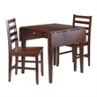 Winsome Hamilton 3-Piece Drop Leaf Solid Wood Dining Set in Antique Walnut