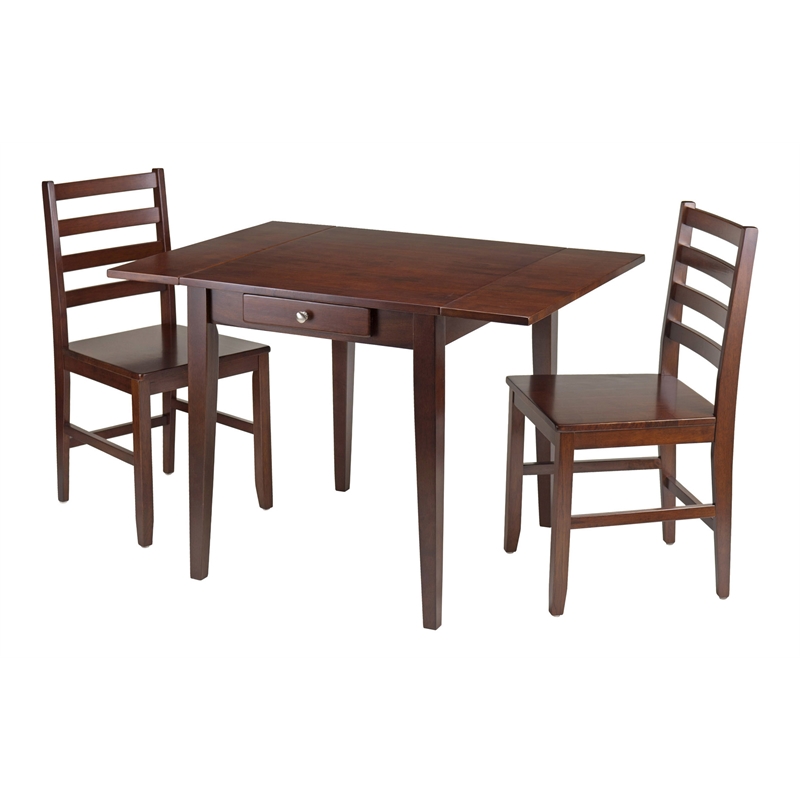 Winsome Hamilton 3-Piece Drop Leaf Solid Wood Dining Set in Antique Walnut