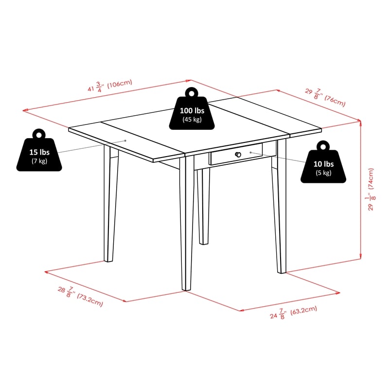 Winsome Hamilton 3-Piece Drop Leaf Solid Wood Dining Set in Antique Walnut