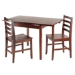 Winsome Pulman 3 Pieces Extendable Solid Wood Dining Set in Walnut