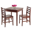 Winsome Pulman 3 Pieces Extendable Solid Wood Dining Set in Walnut