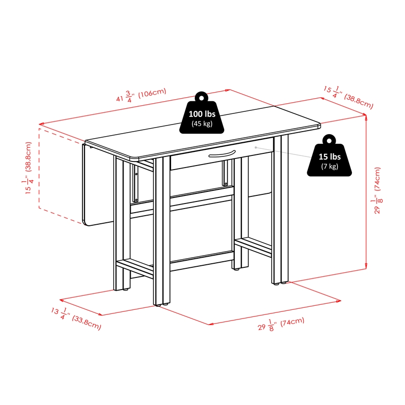 Winsome Taylor 3 Pieces Drop Leaf Solid Wood Dining Set in Walnut