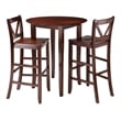 Winsome Fiona 3-Piece Round Transitional Solid Wood Pub Set in Walnut