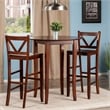 Winsome Fiona 3-Piece Round Transitional Solid Wood Pub Set in Walnut