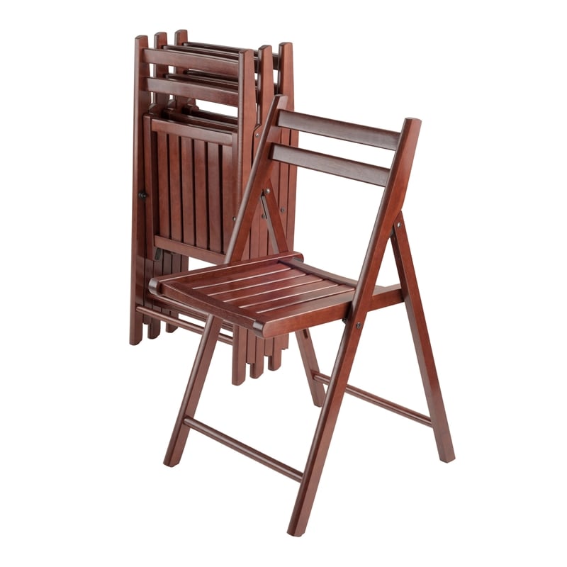 Winsome Robin Transitional Solid Wood Folding Chair in Walnut (Set of 4)