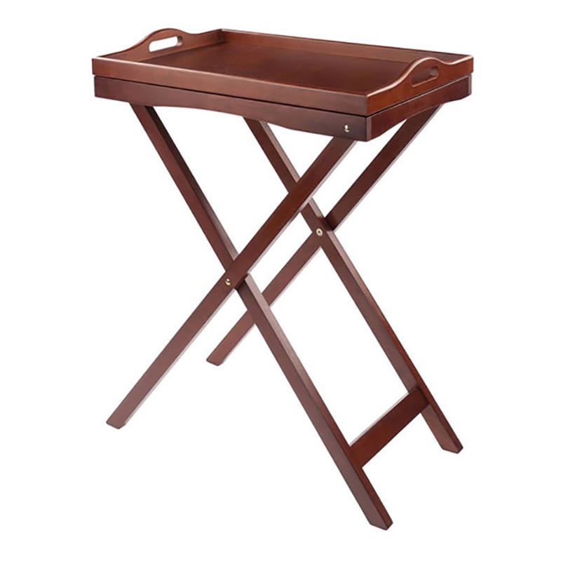 Winsome Devon Folding Butler Solid Wood Table with Serving Tray - Antique Walnut