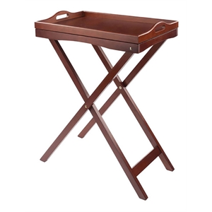 Winsome Devon Folding Butler Solid Wood Table with Serving Tray - Antique Walnut