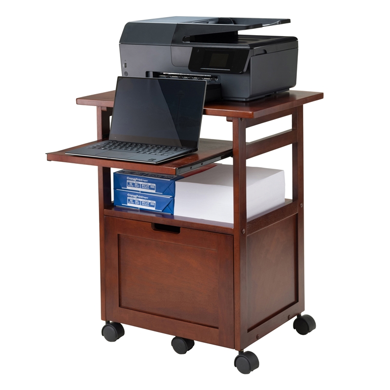 Winsome Piper Mobile Transitional Solid Wood Printer Stand in Walnut