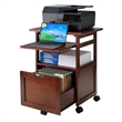 Winsome Piper Mobile Transitional Solid Wood Printer Stand in Walnut