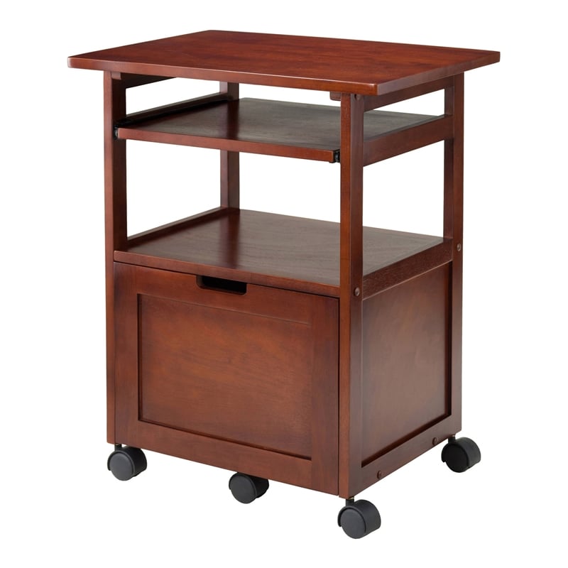 Winsome Piper Mobile Transitional Solid Wood Printer Stand in Walnut