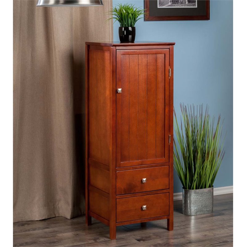 Winsome Brooke Jelly Transitional Solid Wood Cupboard in Walnut