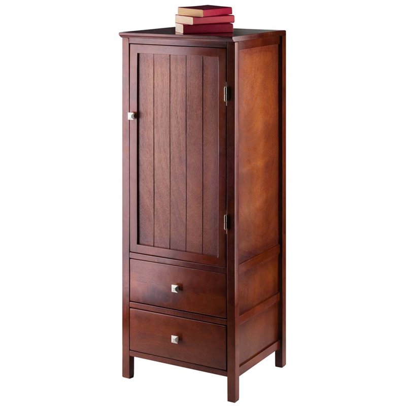 Winsome Brooke Jelly Transitional Solid Wood Cupboard in Walnut