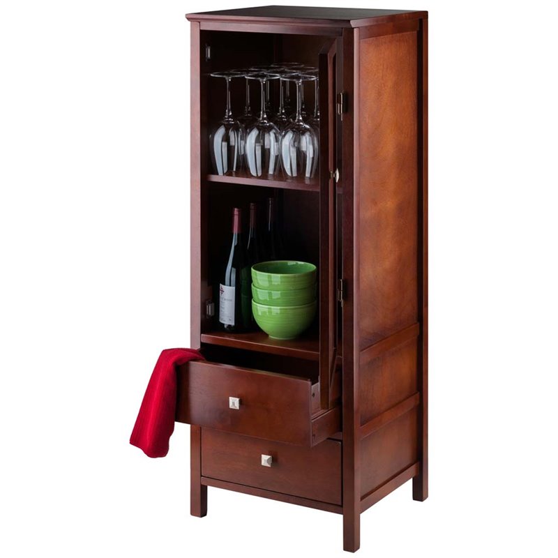 Winsome Brooke Jelly Transitional Solid Wood Cupboard in Walnut