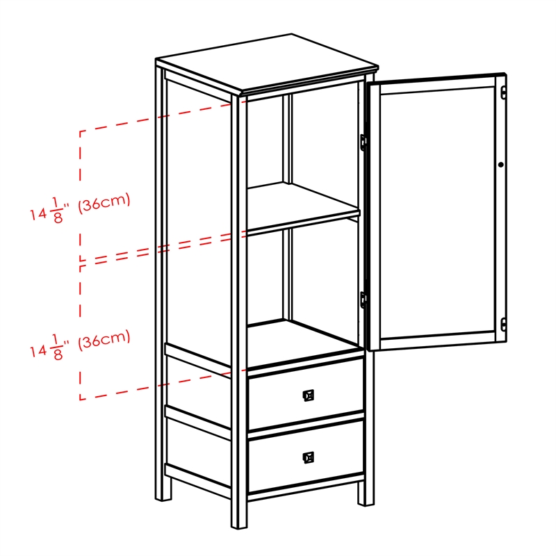 Winsome Brooke Jelly Transitional Solid Wood Cupboard in Walnut