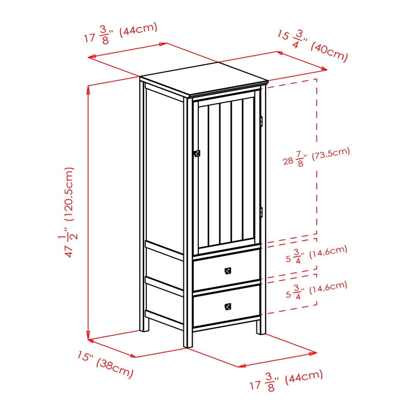 Winsome Brooke Jelly Transitional Solid Wood Cupboard in Walnut