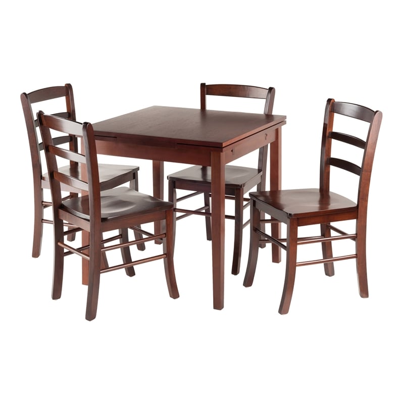 Winsome Pulman 5-Piece Extendable Solid Wood Dining Set in Walnut