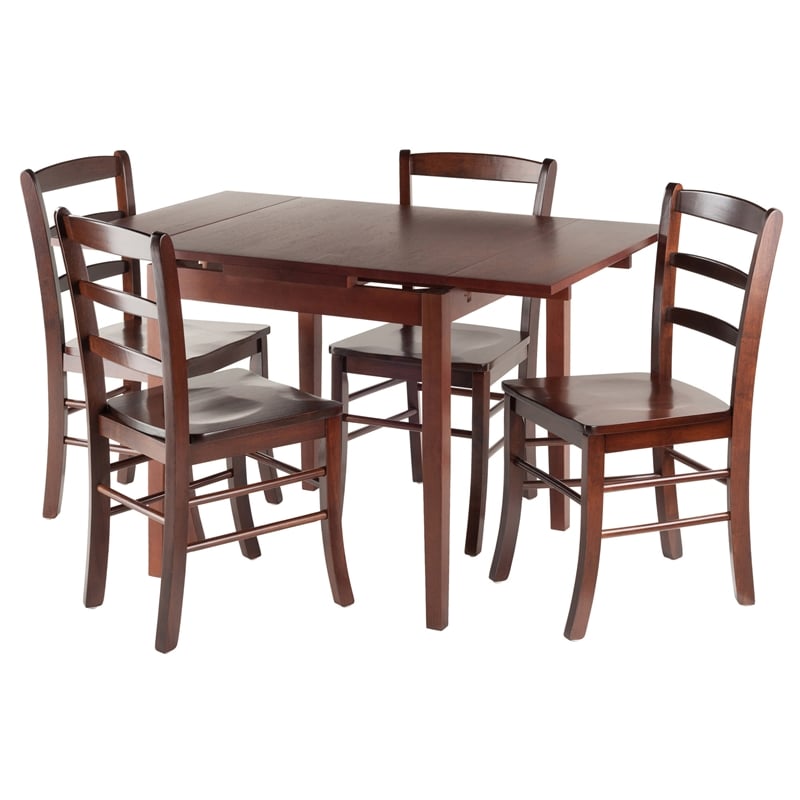 Winsome Pulman 5-Piece Extendable Solid Wood Dining Set in Walnut