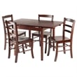 Winsome Pulman 5-Piece Extendable Solid Wood Dining Set in Walnut