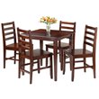Winsome Kingsgate 5-Piece Square Solid Wood Dining Set in Walnut