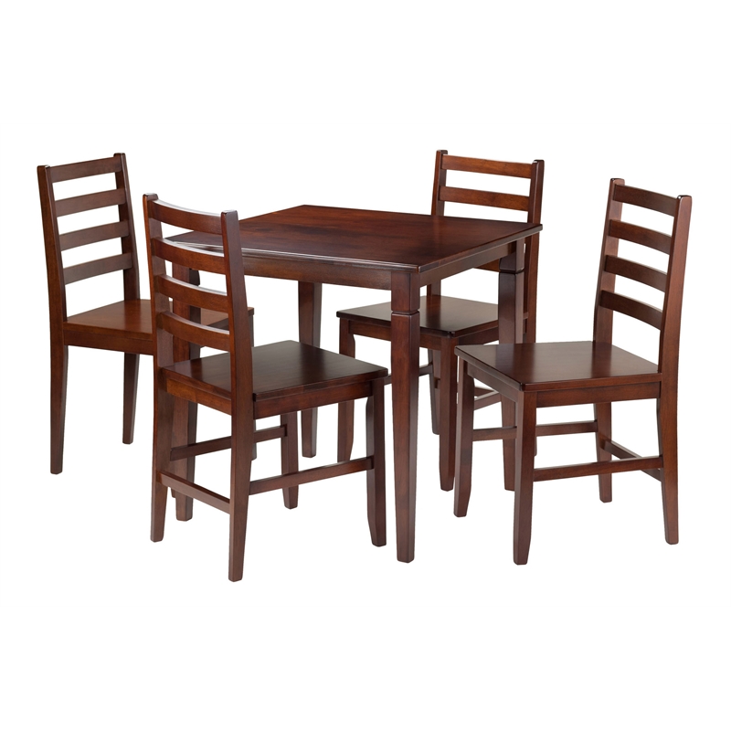 Winsome Kingsgate 5-Piece Square Solid Wood Dining Set in Walnut
