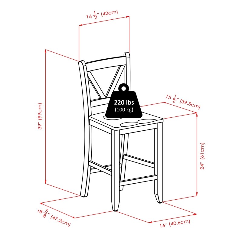 Winsome Orlando 5-Piece Square Counter Height Solid Wood Dining Set in Walnut