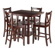 Winsome Orlando 5-Piece Square Counter Height Solid Wood Dining Set in Walnut
