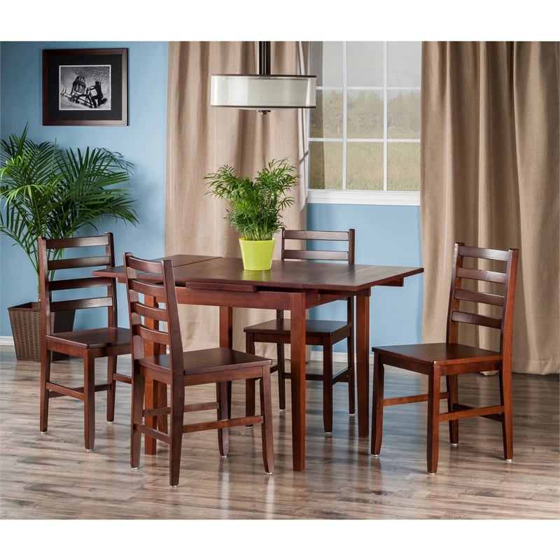Winsome Pulman 5-Piece Extendable Solid Wood Dining Set - Walnut