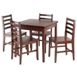 Winsome Pulman 5-Piece Extendable Solid Wood Dining Set - Walnut