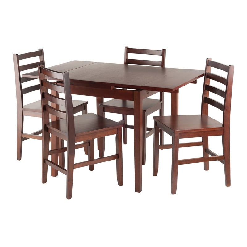 Winsome Pulman 5-Piece Extendable Solid Wood Dining Set - Walnut