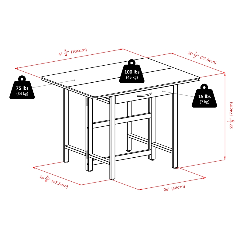 Winsome Taylor 5-Piece Drop Leaf Solid Wood Dining Set in Walnut