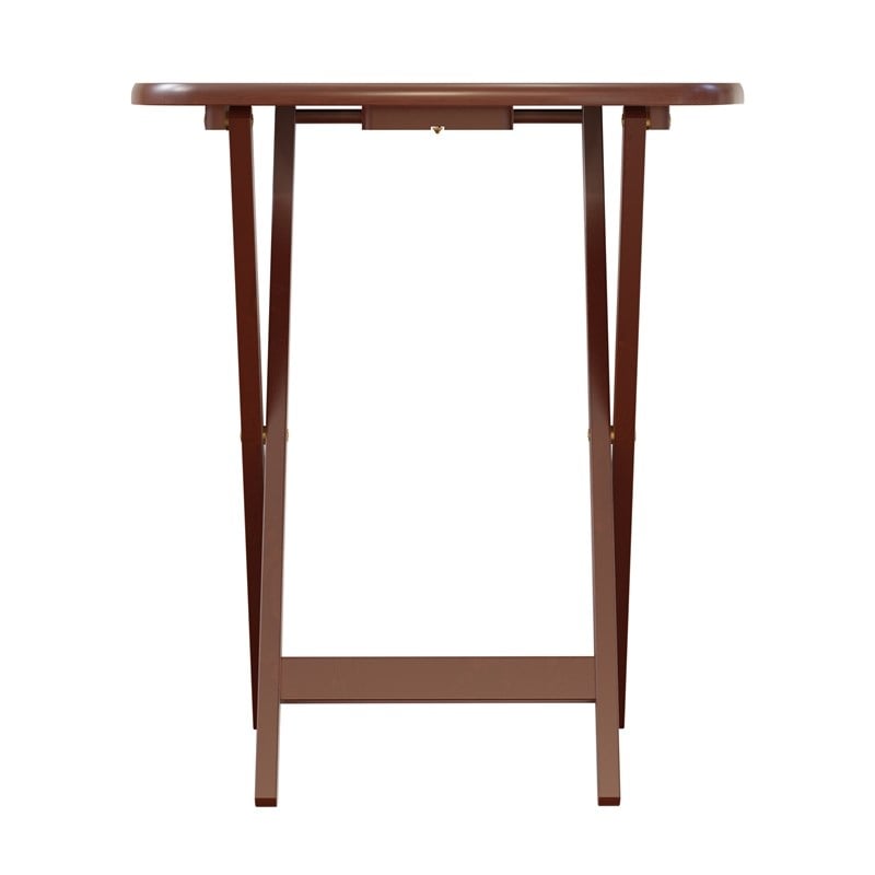 Winsome Lucca 5-Piece Transitional Solid Wood Snack Table Set Walnut Finish