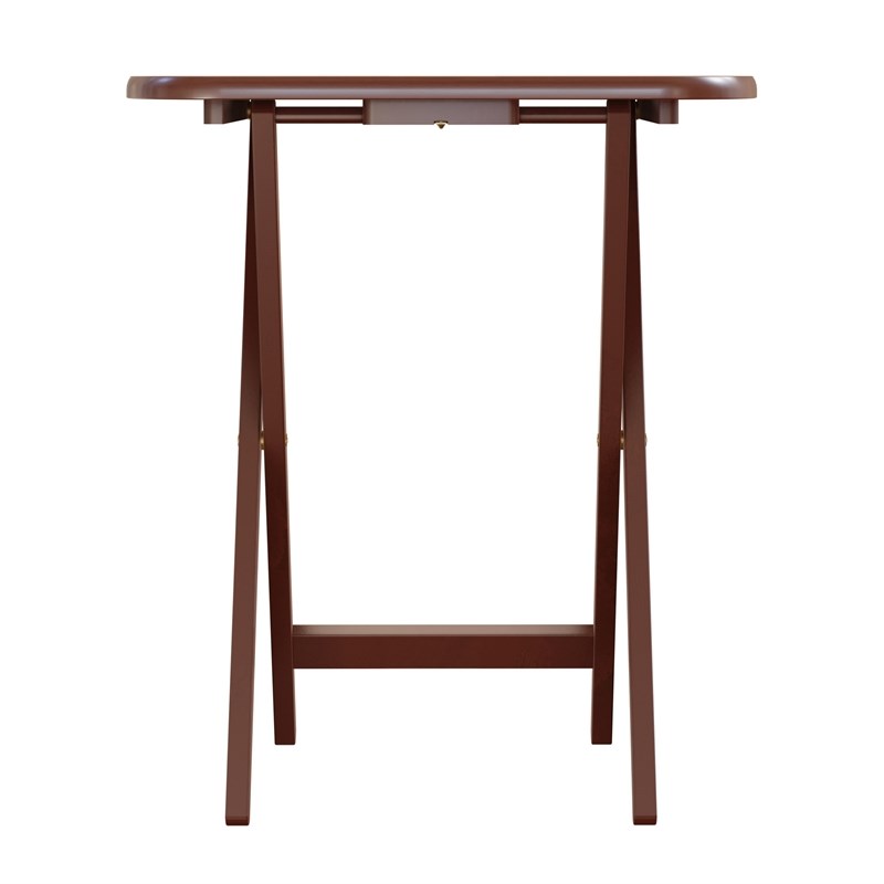 Winsome Lucca 5-Piece Transitional Solid Wood Snack Table Set Walnut Finish