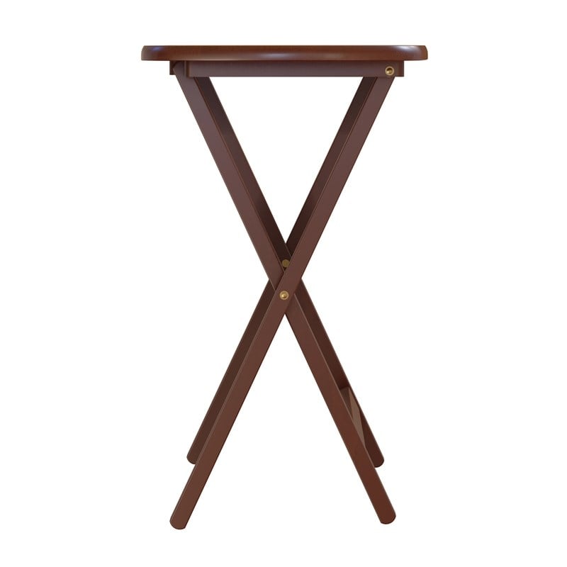 Winsome Lucca 5-Piece Transitional Solid Wood Snack Table Set Walnut Finish