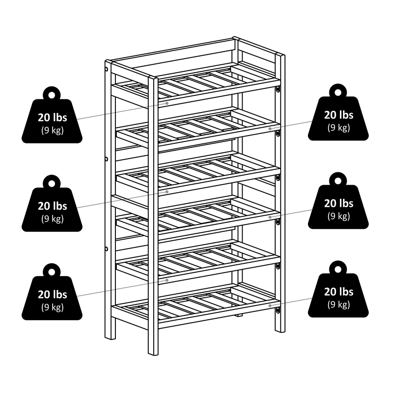 Winsome Silvi 6-Tier Transitional Solid Wood Wine Rack in Antique Walnut