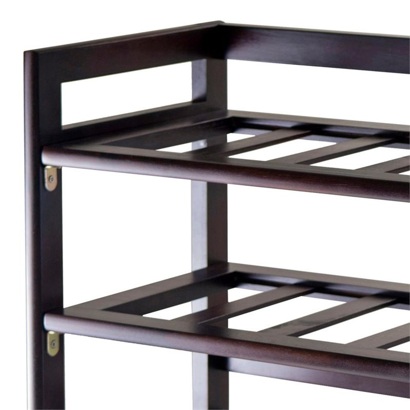 Winsome Silvi 6-Tier Transitional Solid Wood Wine Rack in Antique Walnut