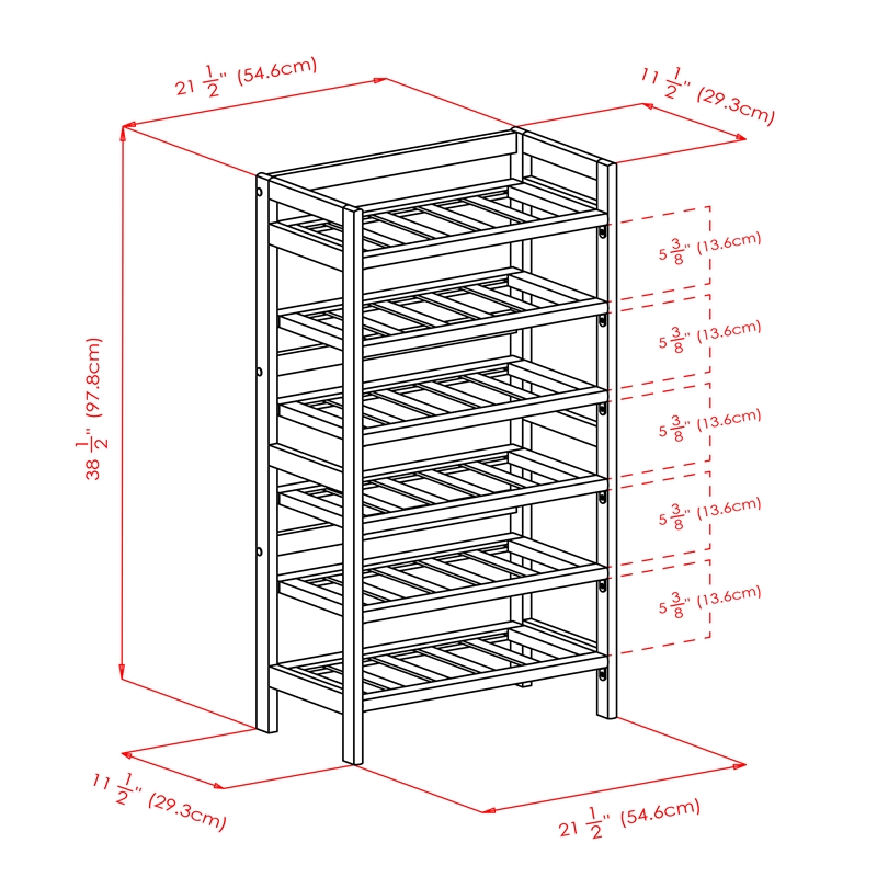 Winsome Silvi 6-Tier Transitional Solid Wood Wine Rack in Antique Walnut