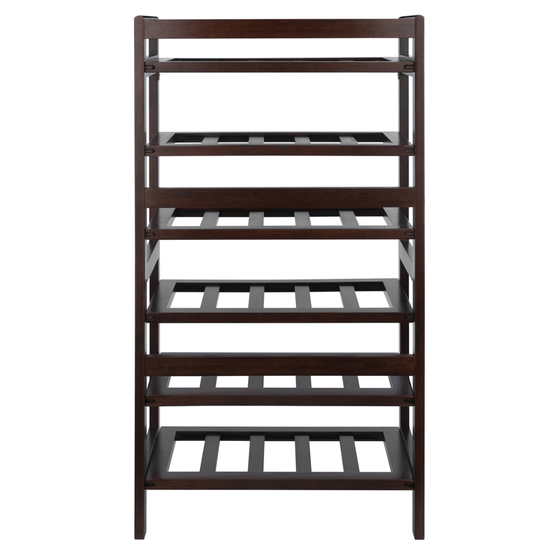 Winsome Silvi 6-Tier Transitional Solid Wood Wine Rack in Antique Walnut