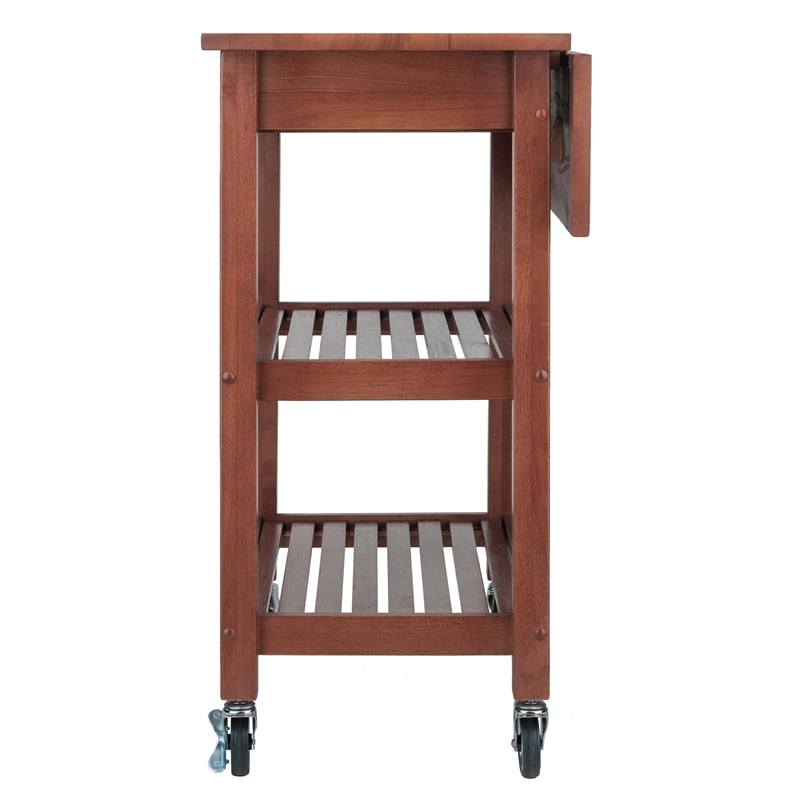 Winsome Jonathan Transitional Solid Wood Kitchen Cart in Walnut