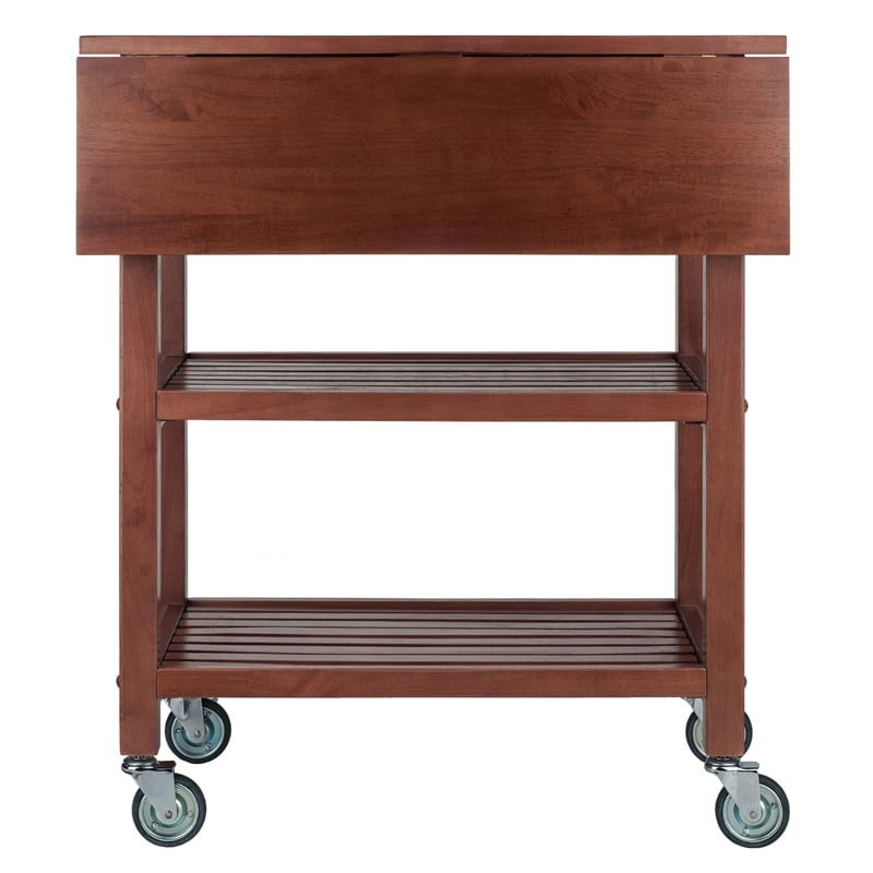 Winsome Jonathan Transitional Solid Wood Kitchen Cart in Walnut