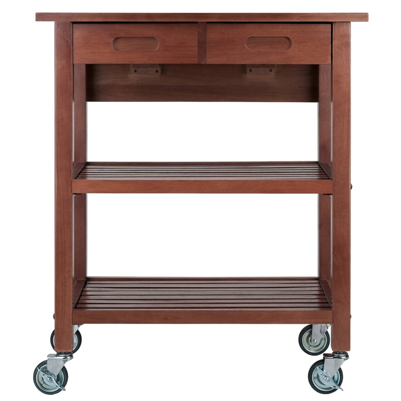 Winsome Jonathan Transitional Solid Wood Kitchen Cart in Walnut