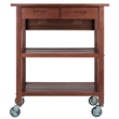 Winsome Jonathan Transitional Solid Wood Kitchen Cart in Walnut