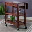 Winsome Jonathan Transitional Solid Wood Kitchen Cart in Walnut