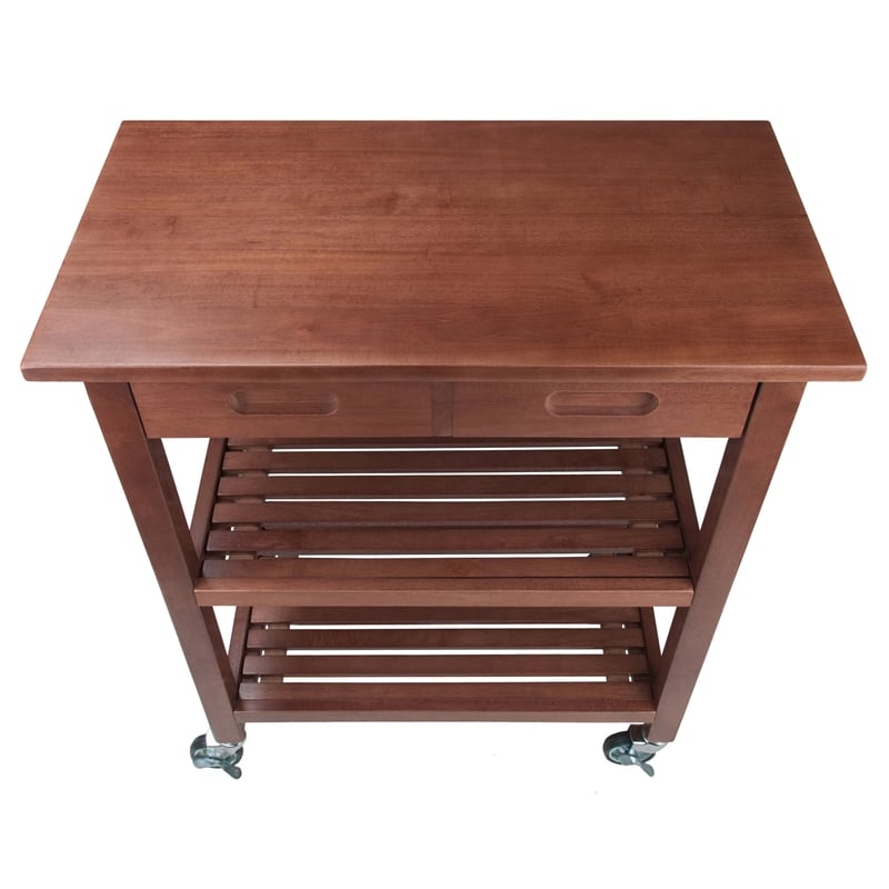 Winsome Jonathan Transitional Solid Wood Kitchen Cart in Walnut