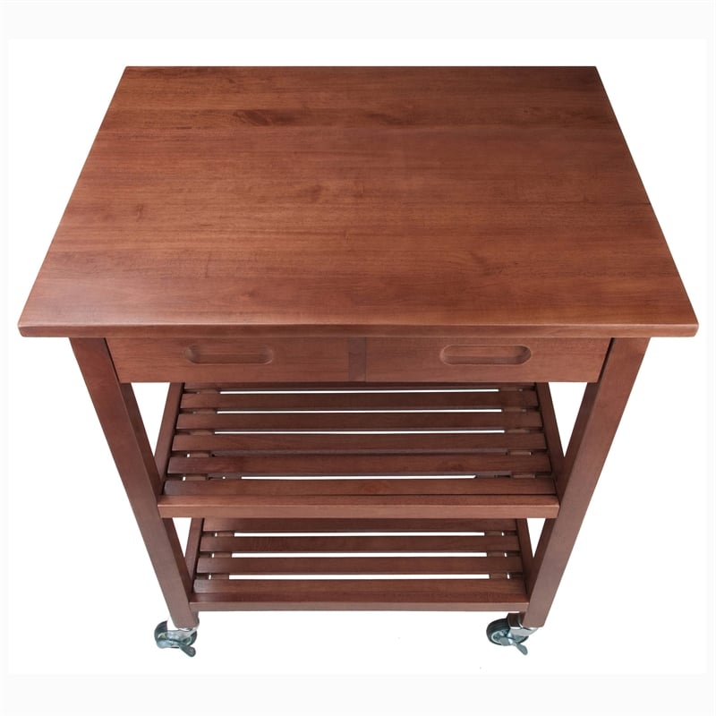 Winsome Jonathan Transitional Solid Wood Kitchen Cart in Walnut