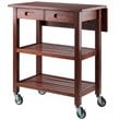Winsome Jonathan Transitional Solid Wood Kitchen Cart in Walnut