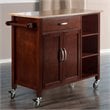 Winsome Mabel Transitional Solid Wood Kitchen Cart in Walnut and Natural