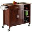 Winsome Mabel Transitional Solid Wood Kitchen Cart in Walnut and Natural