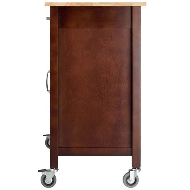 Winsome Mabel Transitional Solid Wood Kitchen Cart in Walnut and Natural